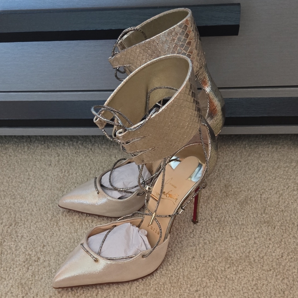 Elegant Gold Christian Louboutin Women's Heels